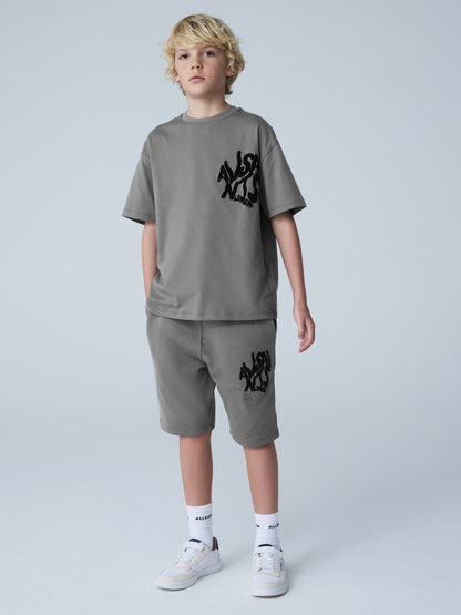 Dsiney Kidz - smALLSAINTS Charcoal Grey/Flocked Orlando T-Shirt and Sweat Shorts Set image 2