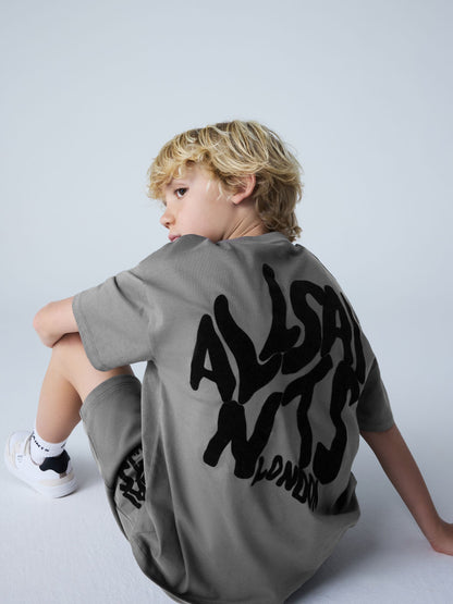Dsiney Kidz - smALLSAINTS Charcoal Grey/Flocked Orlando T-Shirt and Sweat Shorts Set image 5