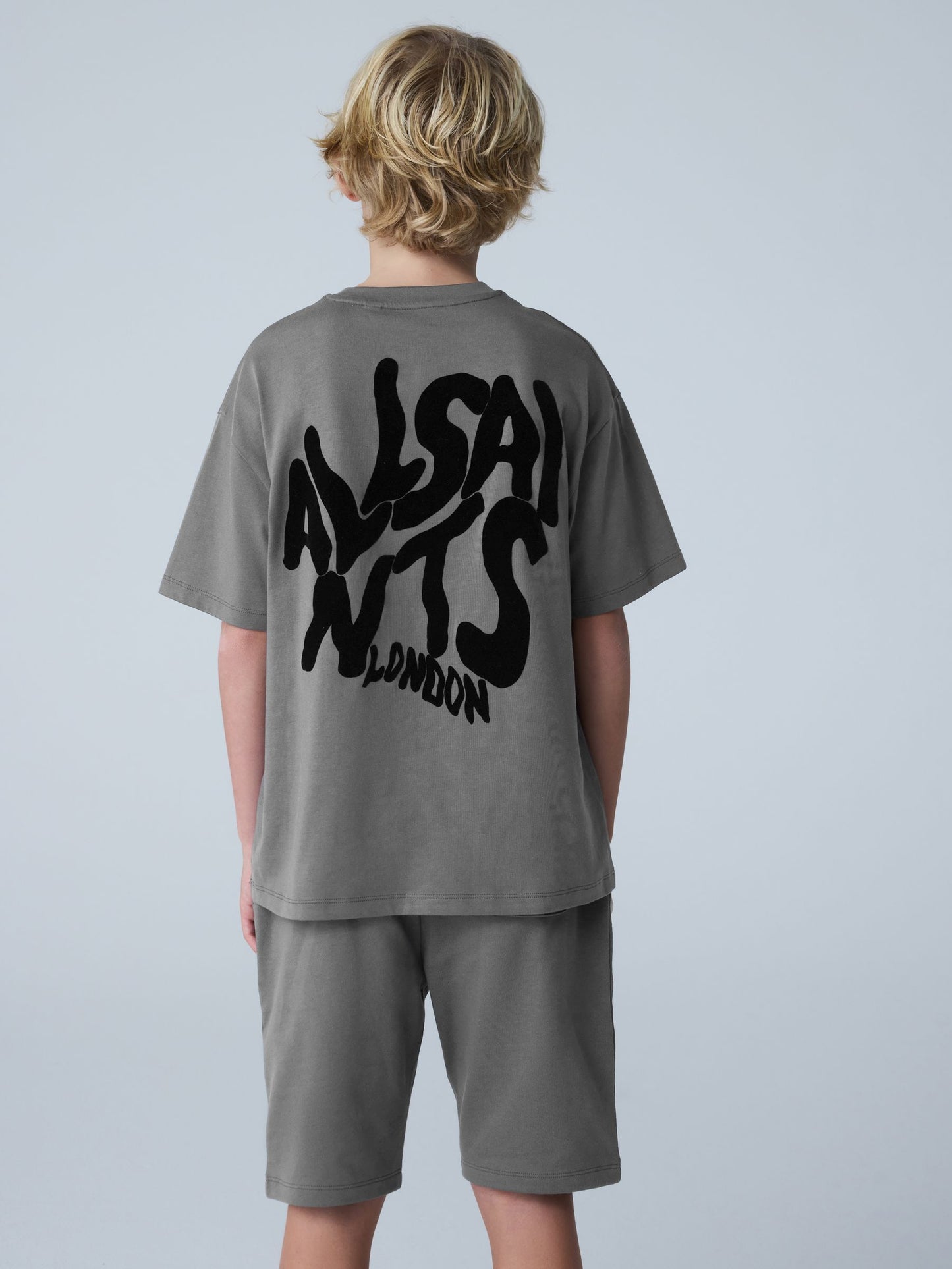 Dsiney Kidz - smALLSAINTS Charcoal Grey/Flocked Orlando T-Shirt and Sweat Shorts Set image 6