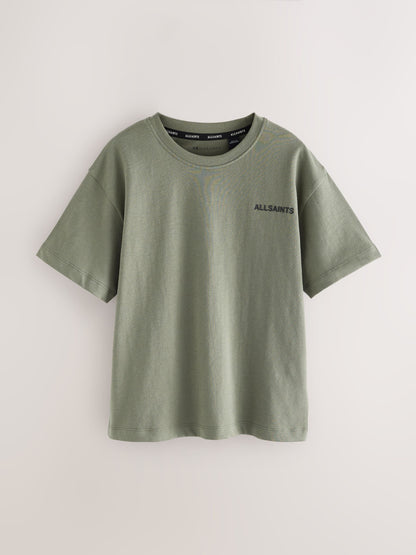 Dsiney Kidz - smALLSAINTS Green/Neutral/Brown Logo Crew Neck Relaxed T-Shirts 3 Pack image 2