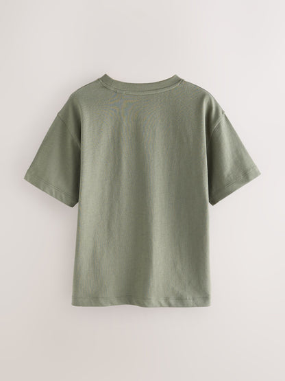 Dsiney Kidz - smALLSAINTS Green/Neutral/Brown Logo Crew Neck Relaxed T-Shirts 3 Pack image 5