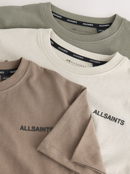Dsiney Kidz - smALLSAINTS Green/Neutral/Brown Logo Crew Neck Relaxed T-Shirts 3 Pack image 7