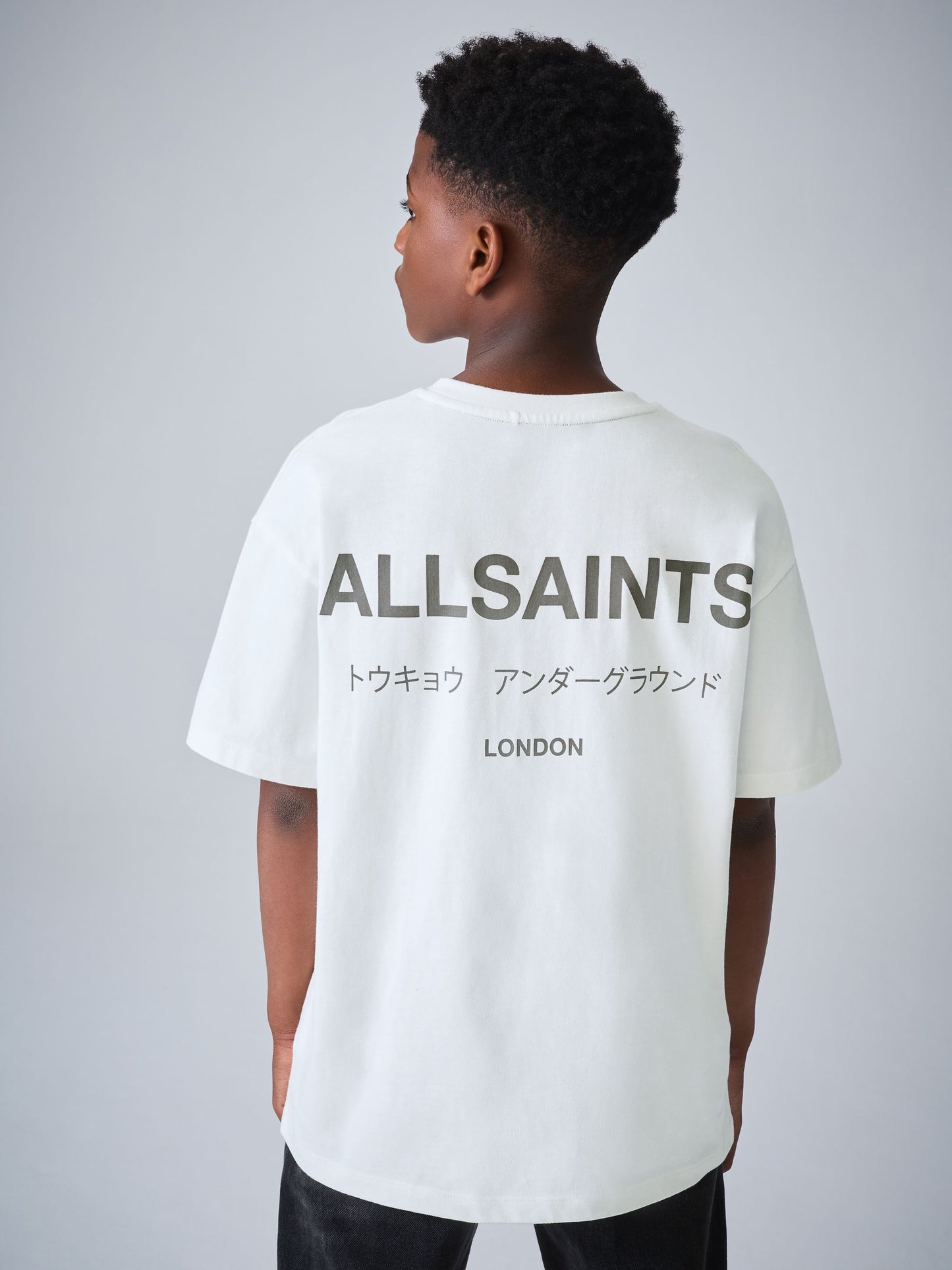 Dsiney Kidz - smALLSAINTS White/Grey Oversized Underground Crew Neck Cotton T-Shirt image 1