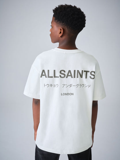Dsiney Kidz - smALLSAINTS White/Grey Oversized Underground Crew Neck Cotton T-Shirt image 1