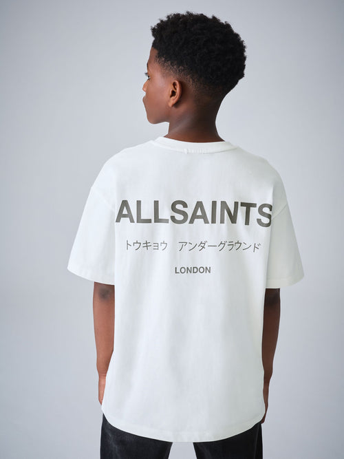 Dsiney Kidz - smALLSAINTS White/Grey Oversized Underground Crew Neck Cotton T-Shirt image 1