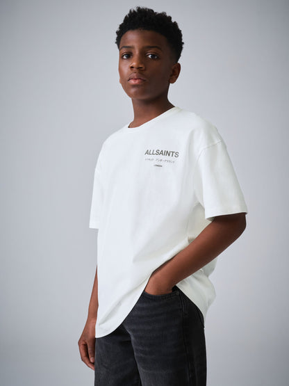 Dsiney Kidz - smALLSAINTS White/Grey Oversized Underground Crew Neck Cotton T-Shirt image 2