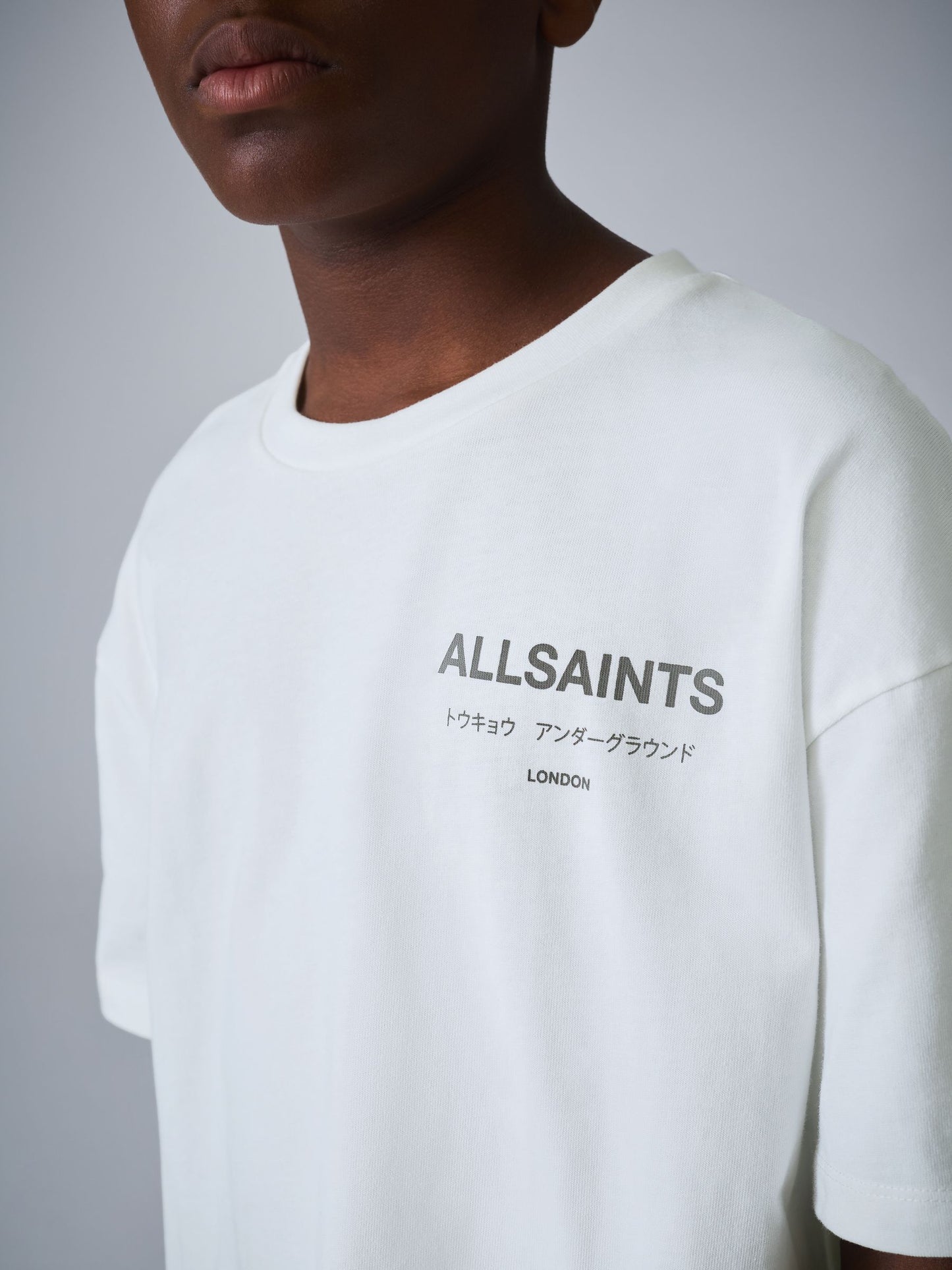 Dsiney Kidz - smALLSAINTS White/Grey Oversized Underground Crew Neck Cotton T-Shirt image 4
