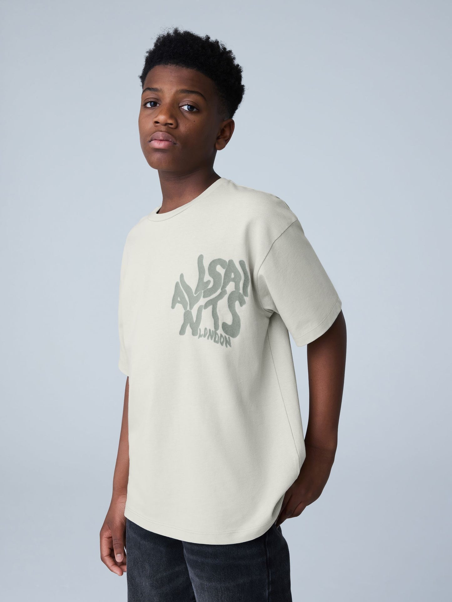 Dsiney Kidz - smALLSAINTS Grey/Flocked Oversized Orlando Logo Crew Neck T-Shirt image 1