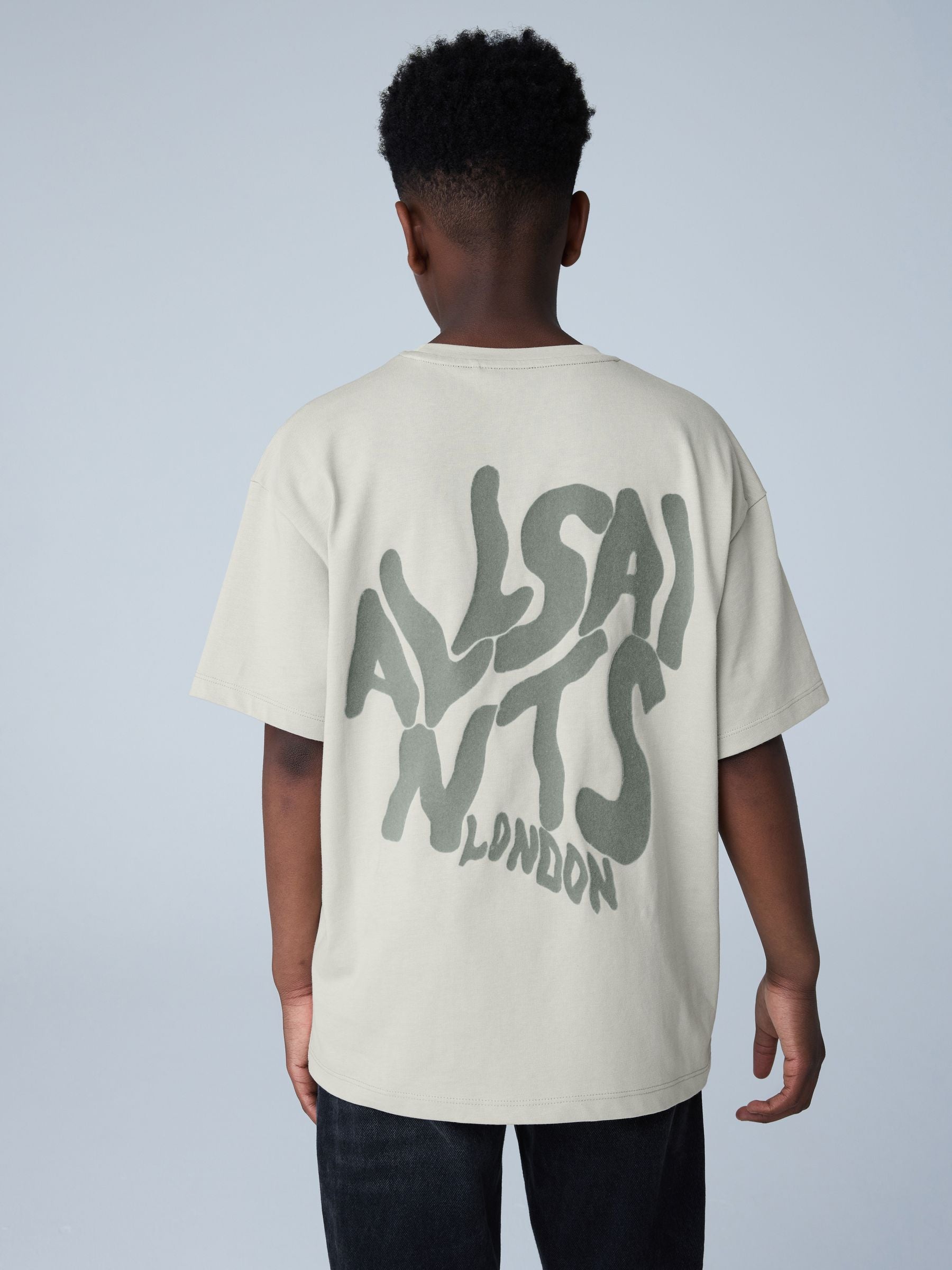 Dsiney Kidz - smALLSAINTS Grey/Flocked Oversized Orlando Logo Crew Neck T-Shirt image 2