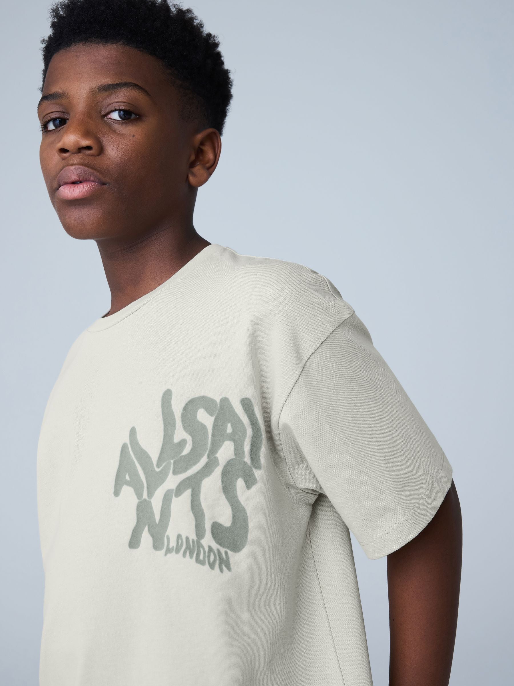 Dsiney Kidz - smALLSAINTS Grey/Flocked Oversized Orlando Logo Crew Neck T-Shirt image 3
