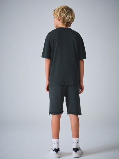 Dsiney Kidz - smALLSAINTS Black Biggy Oversized T-Shirt and Sweat Shorts Set image 6