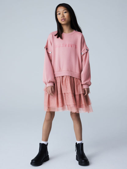 smALLSAINTS Mid Pink Amphia Flocked Logo Sweat Mock Dress image 1