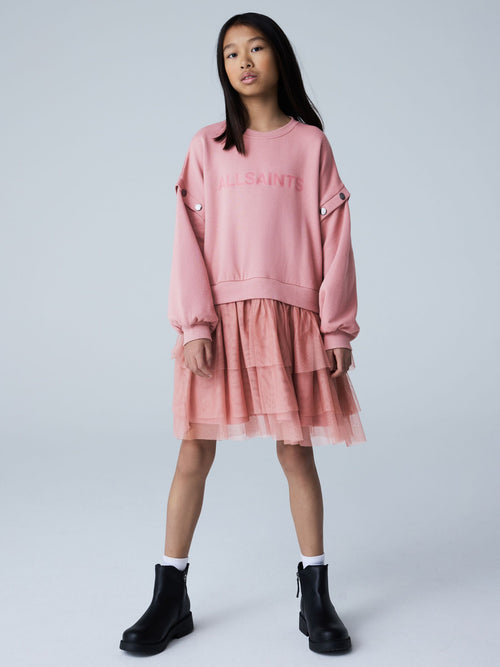 smALLSAINTS Mid Pink Amphia Flocked Logo Sweat Mock Dress image 1