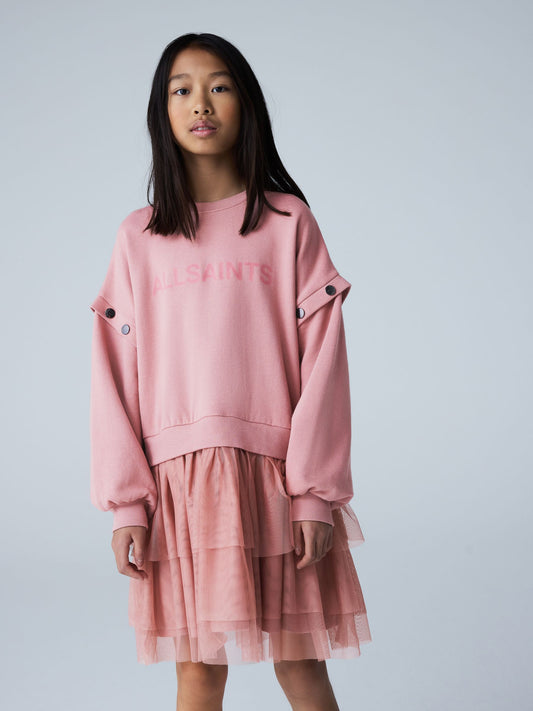 smALLSAINTS Mid Pink Amphia Flocked Logo Sweat Mock Dress image 2