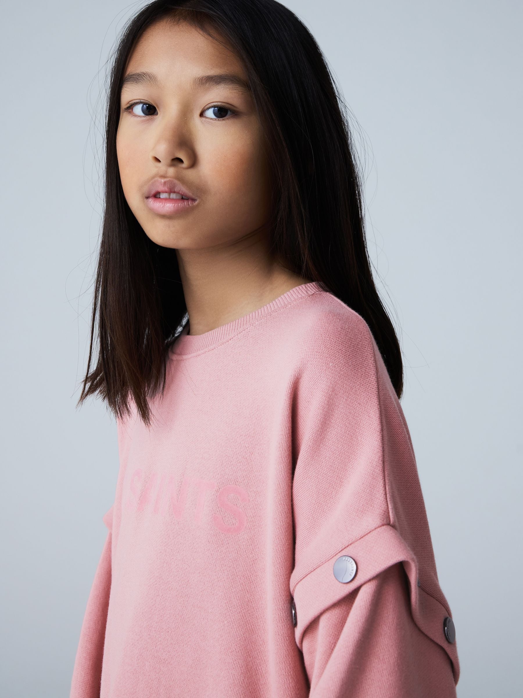 smALLSAINTS Mid Pink Amphia Flocked Logo Sweat Mock Dress image 4