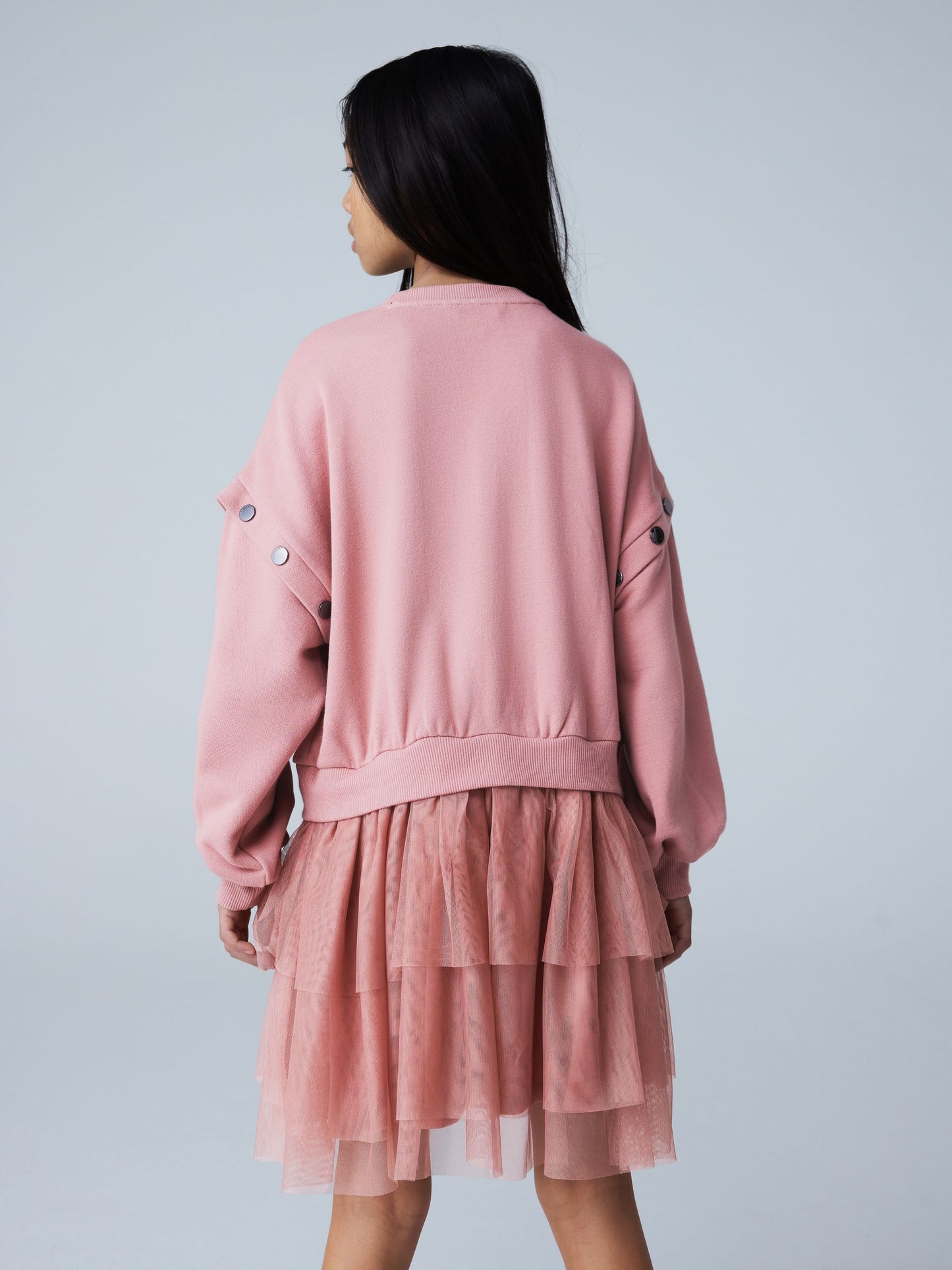 smALLSAINTS Mid Pink Amphia Flocked Logo Sweat Mock Dress image 5