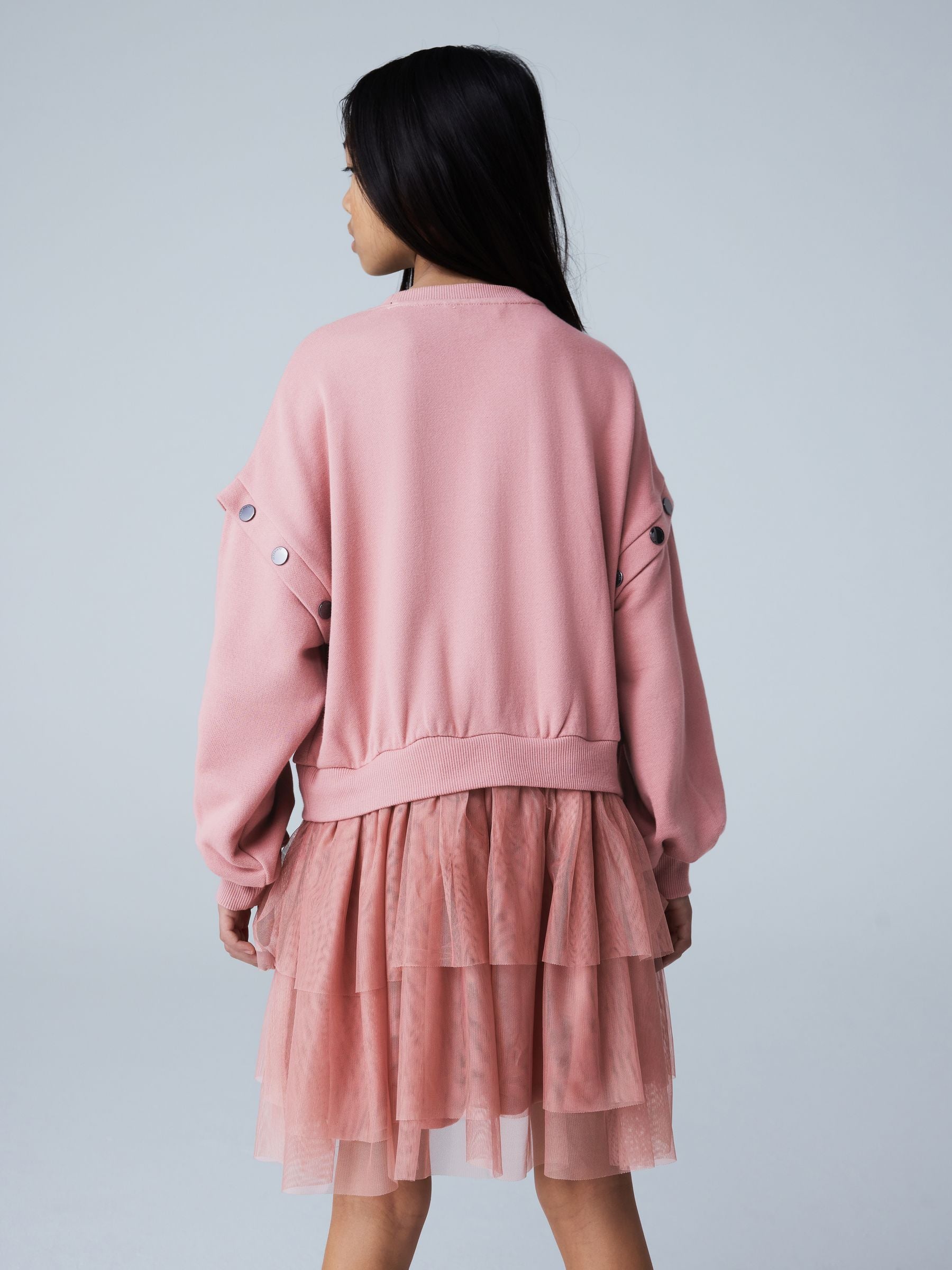 smALLSAINTS Mid Pink Amphia Flocked Logo Sweat Mock Dress image 5