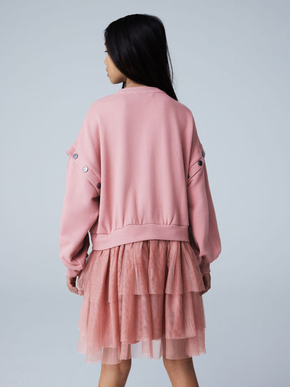 smALLSAINTS Mid Pink Amphia Flocked Logo Sweat Mock Dress image 5