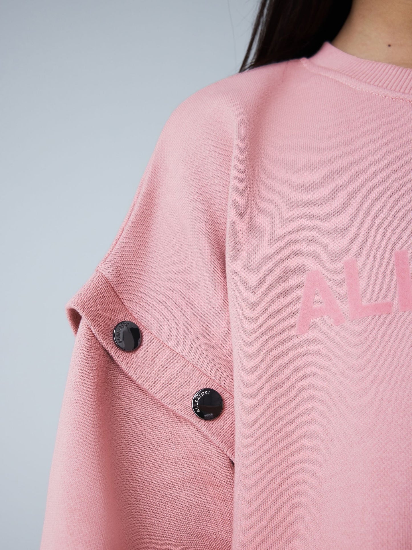 smALLSAINTS Mid Pink Amphia Flocked Logo Sweat Mock Dress image 7