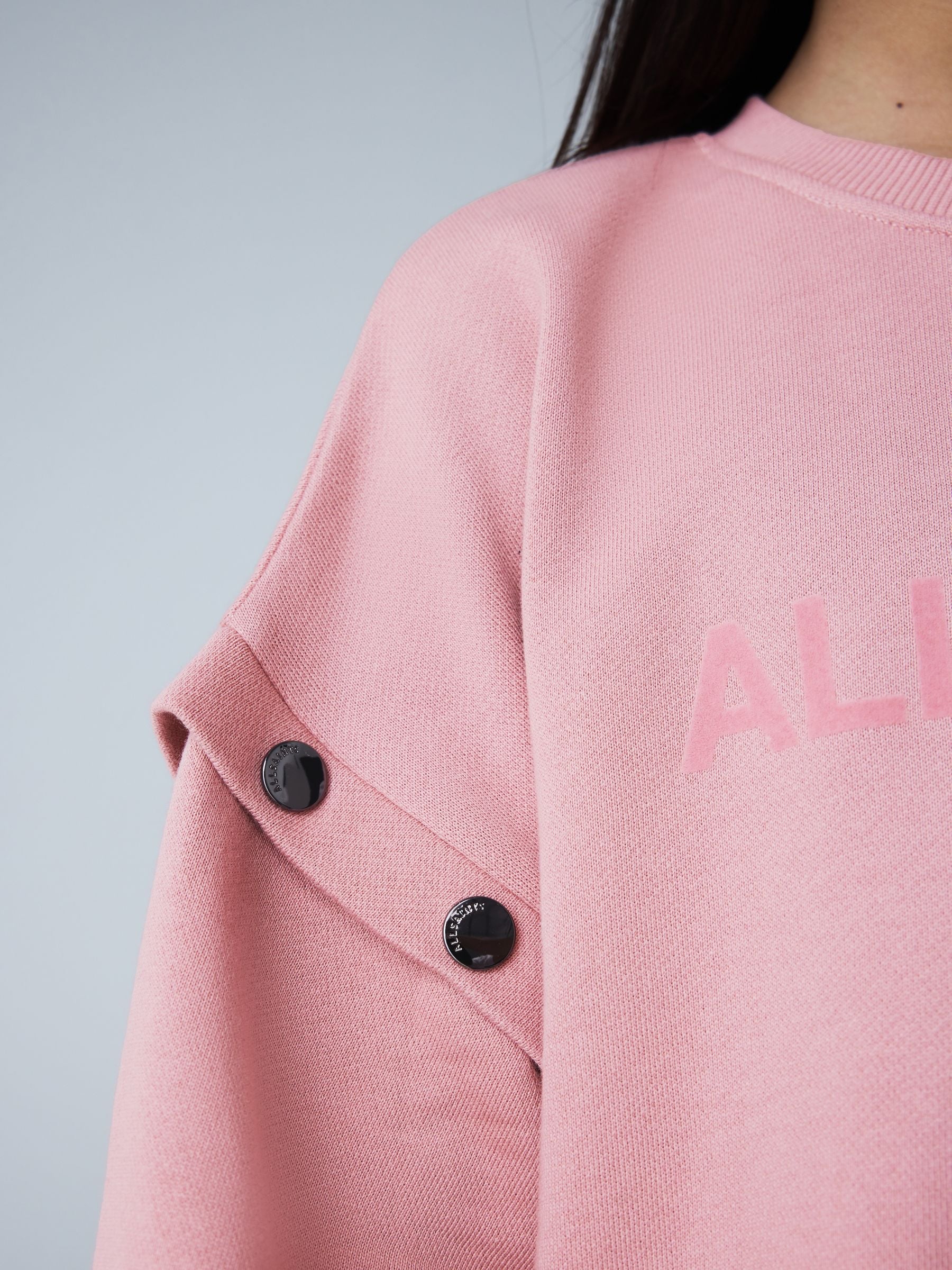 smALLSAINTS Mid Pink Amphia Flocked Logo Sweat Mock Dress image 7