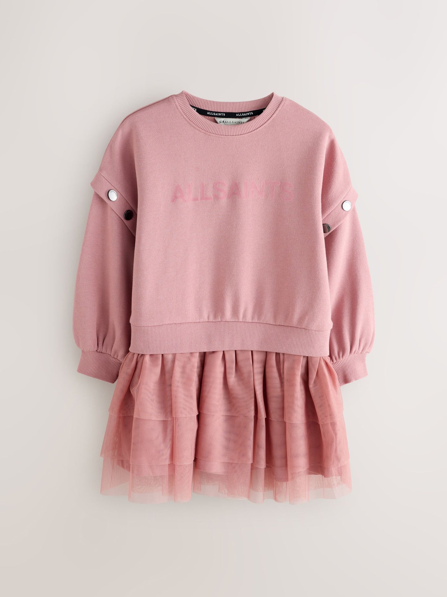 smALLSAINTS Mid Pink Amphia Flocked Logo Sweat Mock Dress image 8