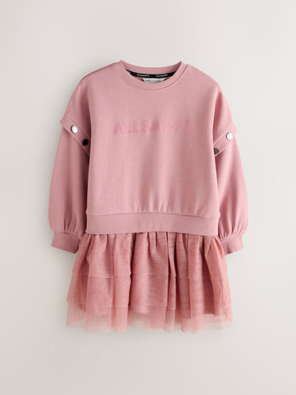 smALLSAINTS Mid Pink Amphia Flocked Logo Sweat Mock Dress image 8