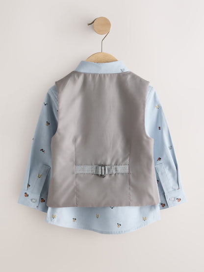 Grey Check Waistcoat Shirt and Bow Tie Set (3mths-9yrs) image 5