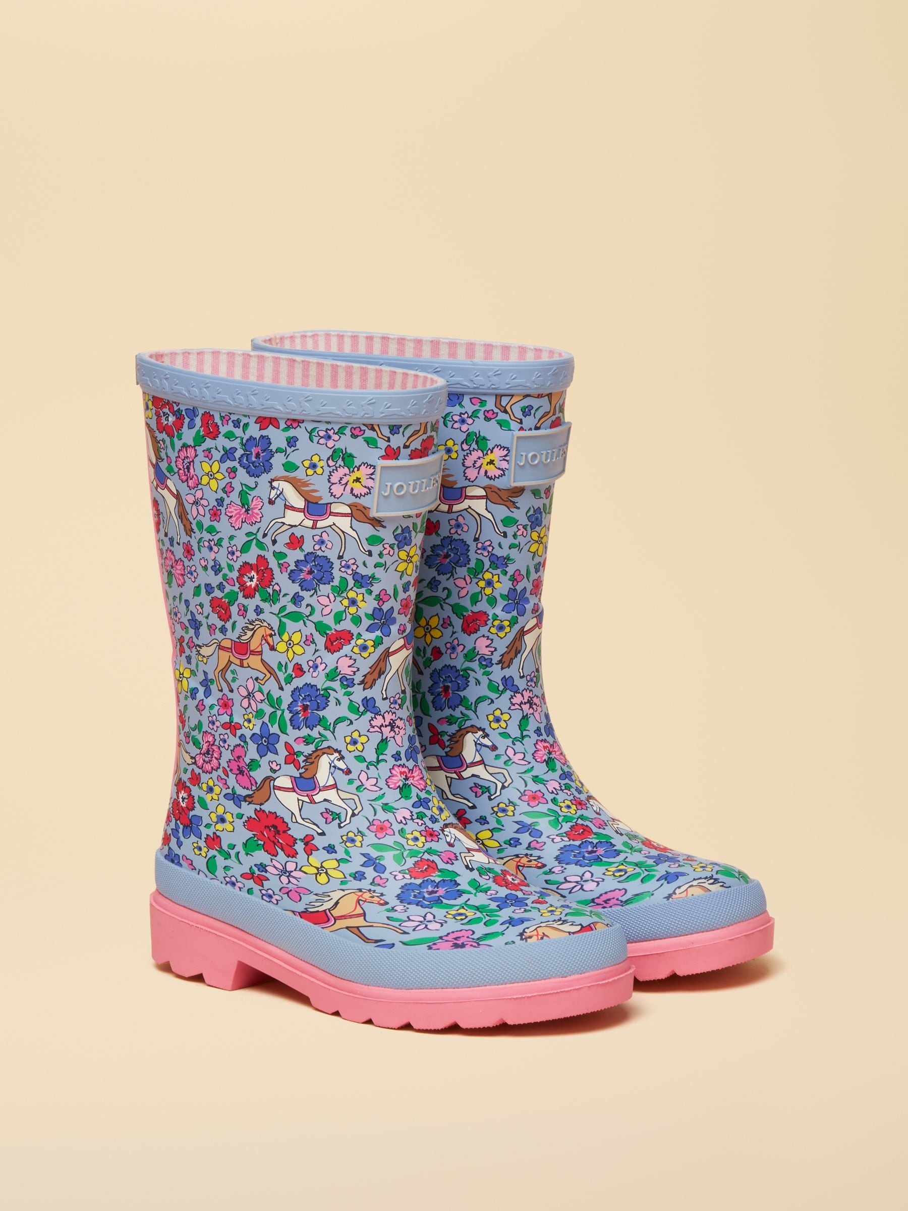 Joules Kids' Blue Horse Printed Wellies image 1