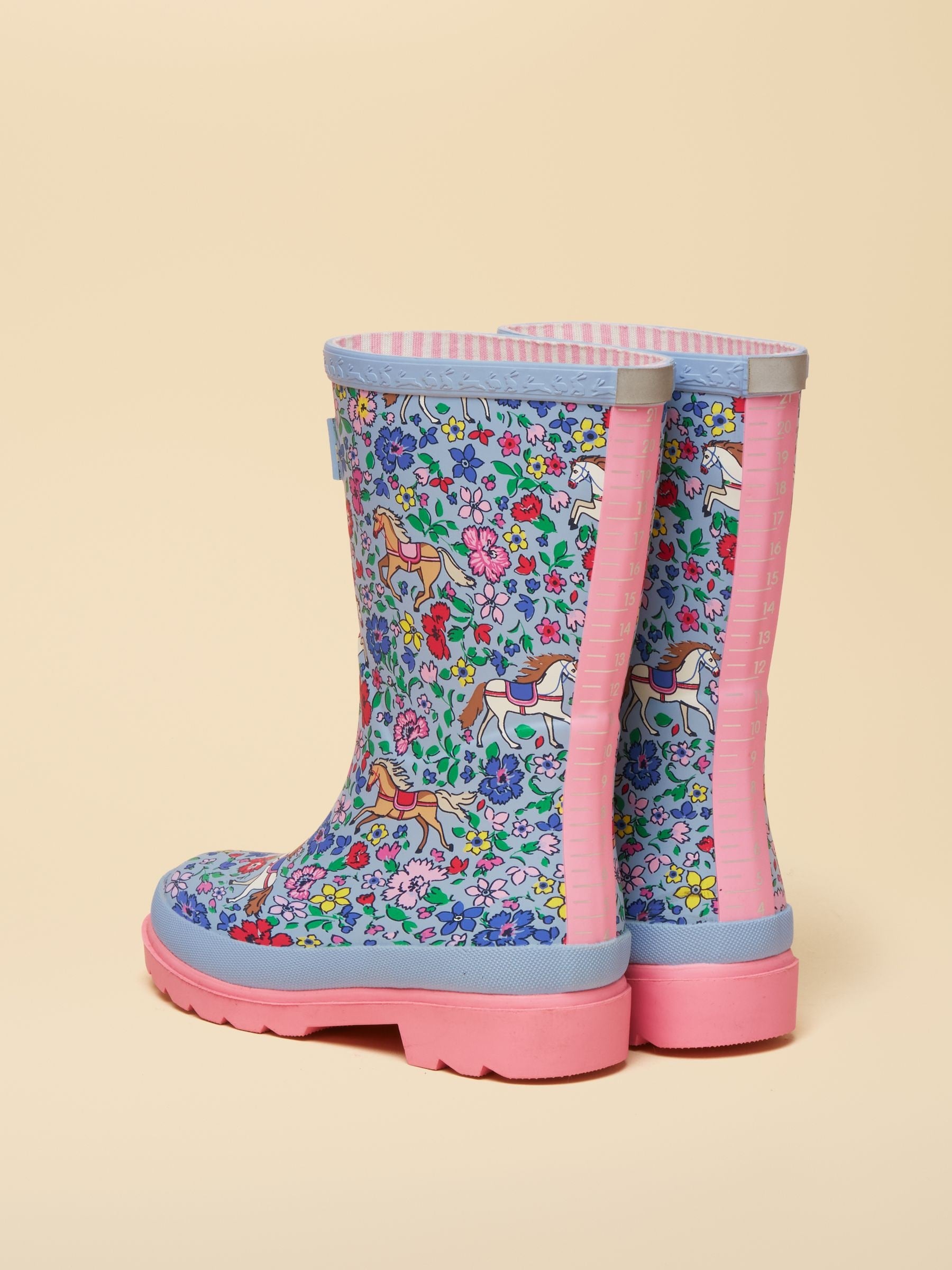 Joules Kids' Blue Horse Printed Wellies image 2