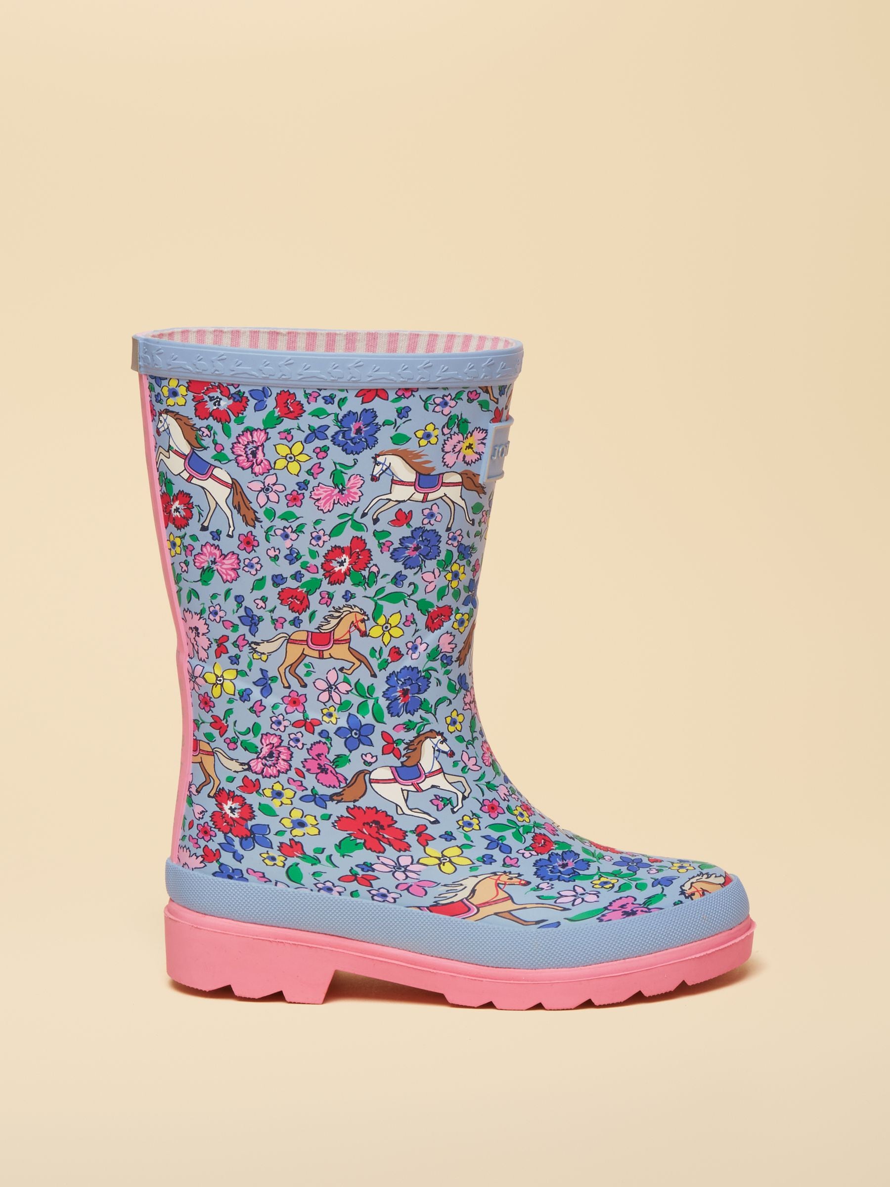 Joules Kids' Blue Horse Printed Wellies image 3