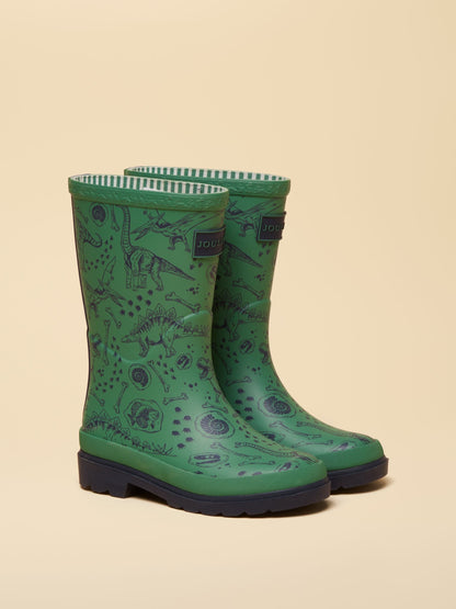 Joules Kids' Green Dino Printed Wellies image 1