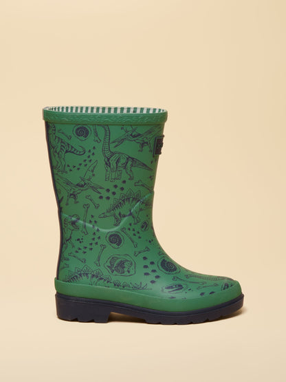 Joules Kids' Green Dino Printed Wellies image 3