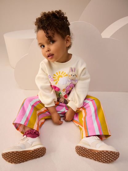 Cream Stripe Padded Characters Sweatshirt and Barrel Leg Joggers Set (3mths-7yrs) image 5