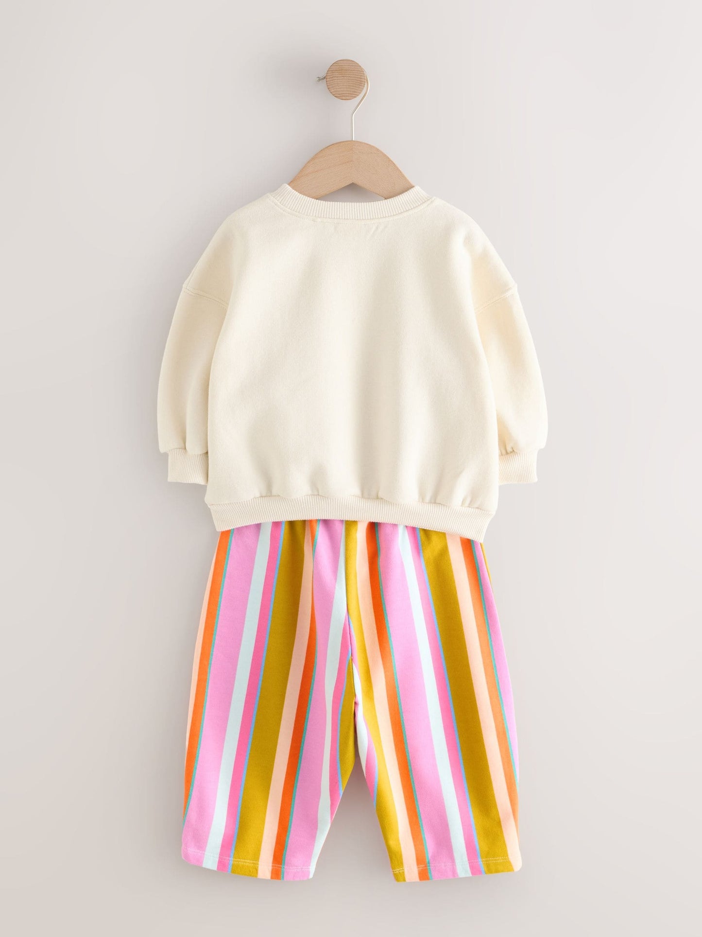 Cream Stripe Padded Characters Sweatshirt and Barrel Leg Joggers Set (3mths-7yrs) image 8