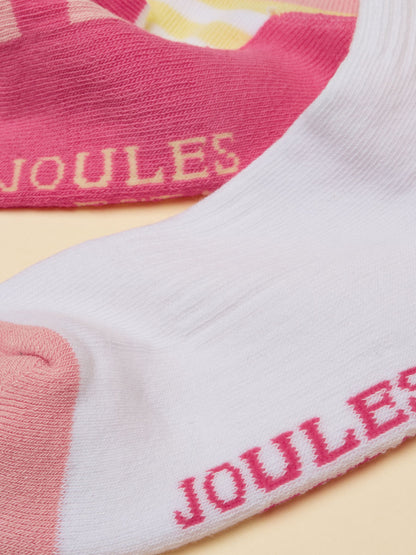 Joules Kids' Volley Pink Seahorse 2 Pack Tennis Sock image 3
