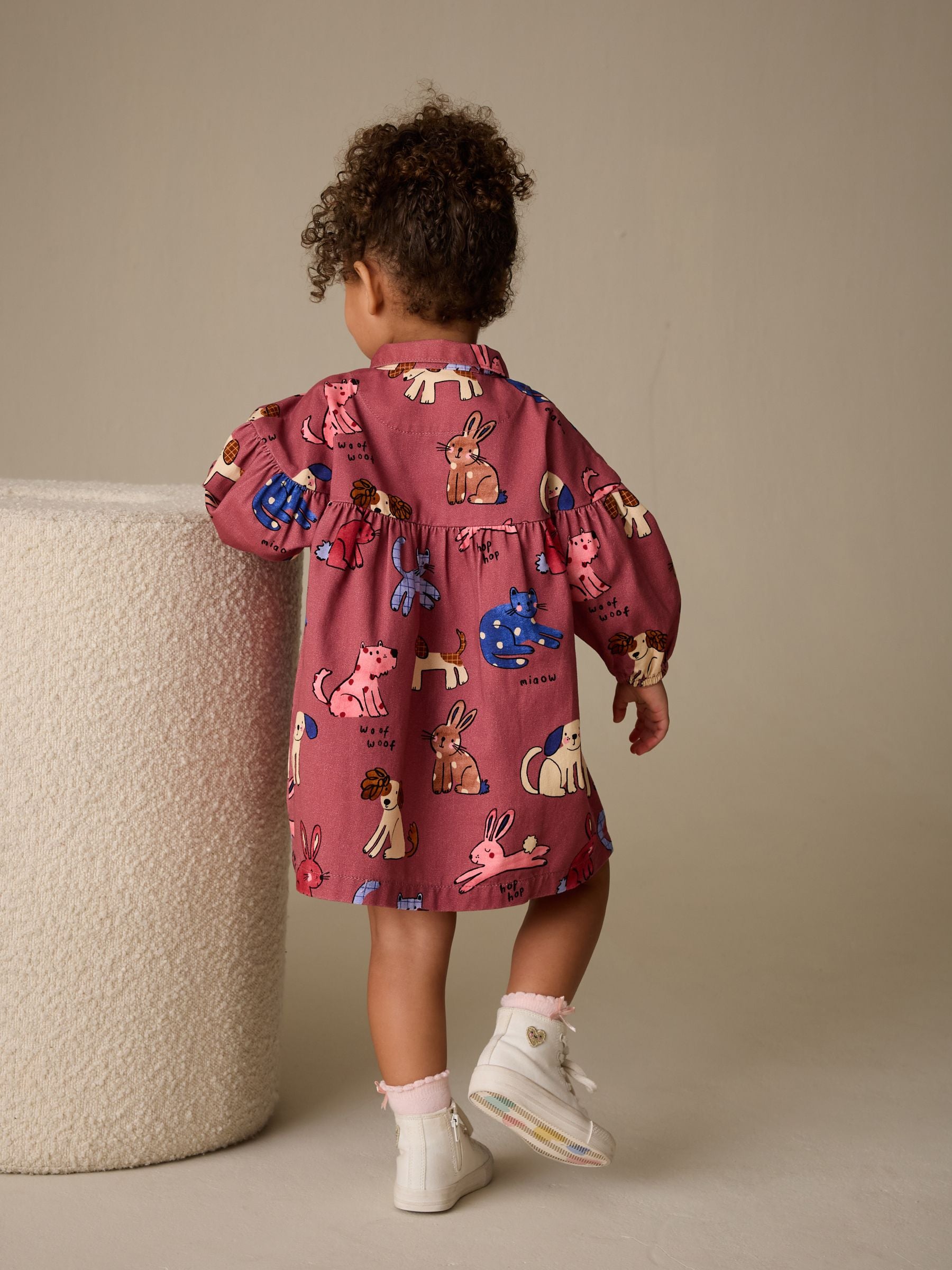 Chocolate Brown Character Long Sleeve Cotton Dress (3mths-8yrs) image 4