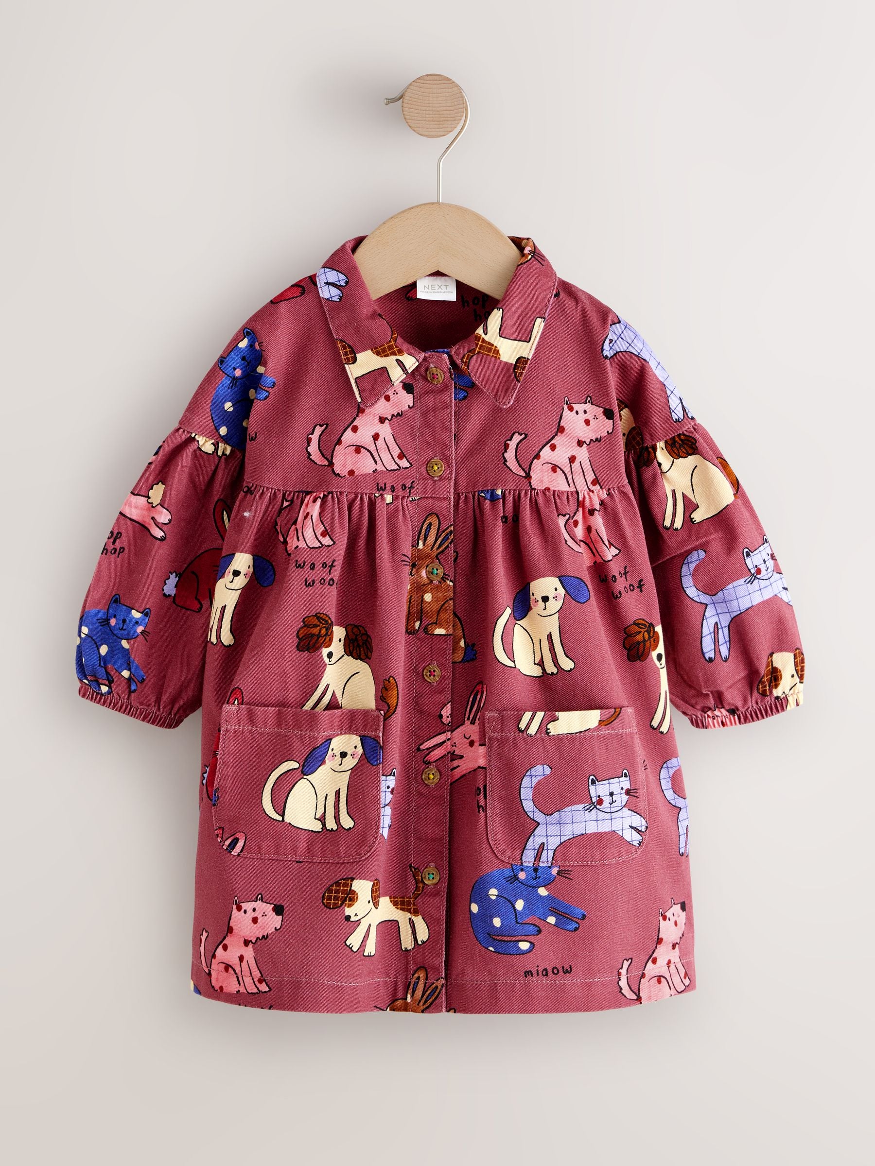Chocolate Brown Character Long Sleeve Cotton Dress (3mths-8yrs) image 5