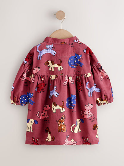 Chocolate Brown Character Long Sleeve Cotton Dress (3mths-8yrs) image 6