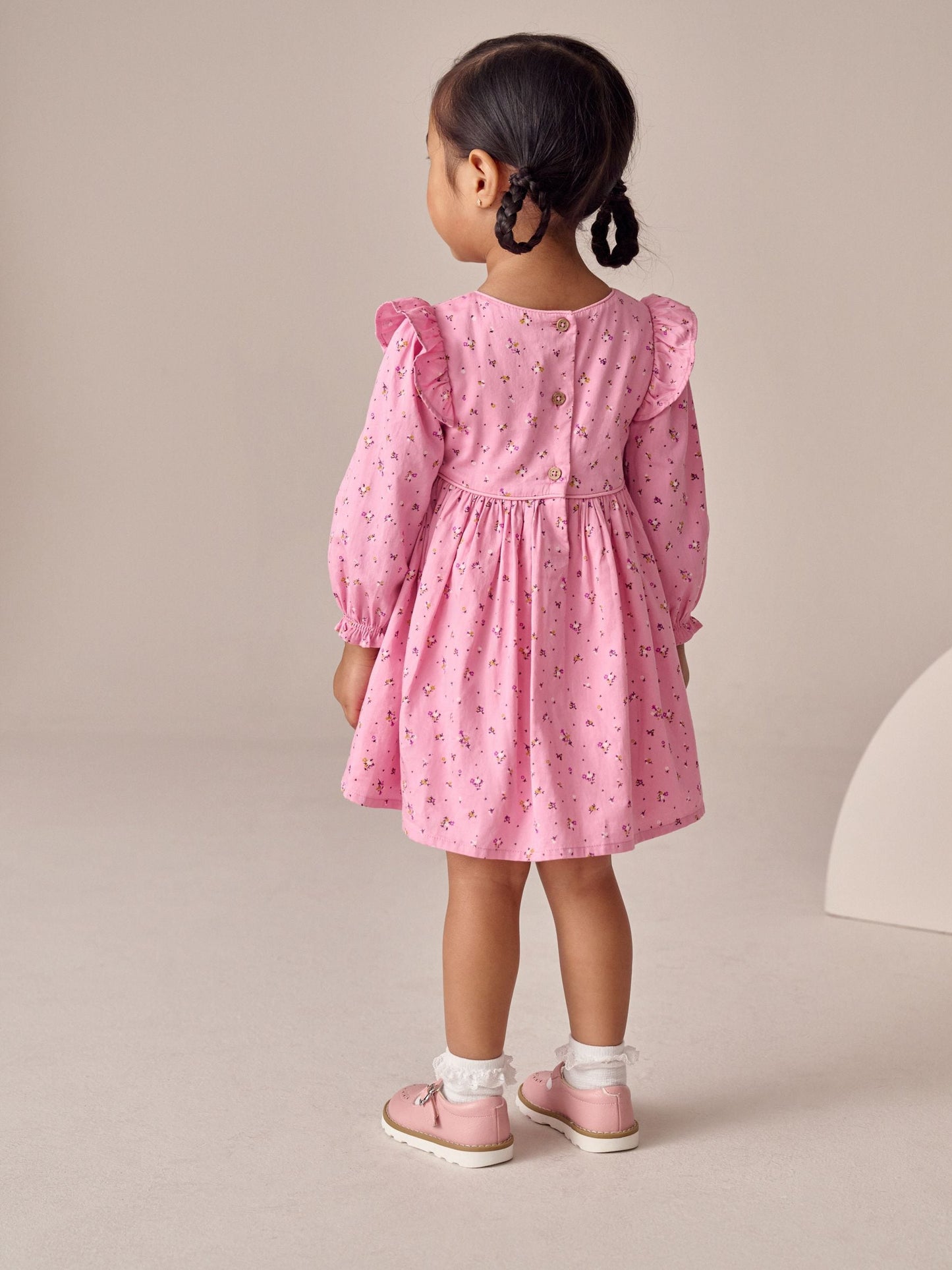 Pink Frill Long Sleeve Dress (3mths-8yrs) image 3