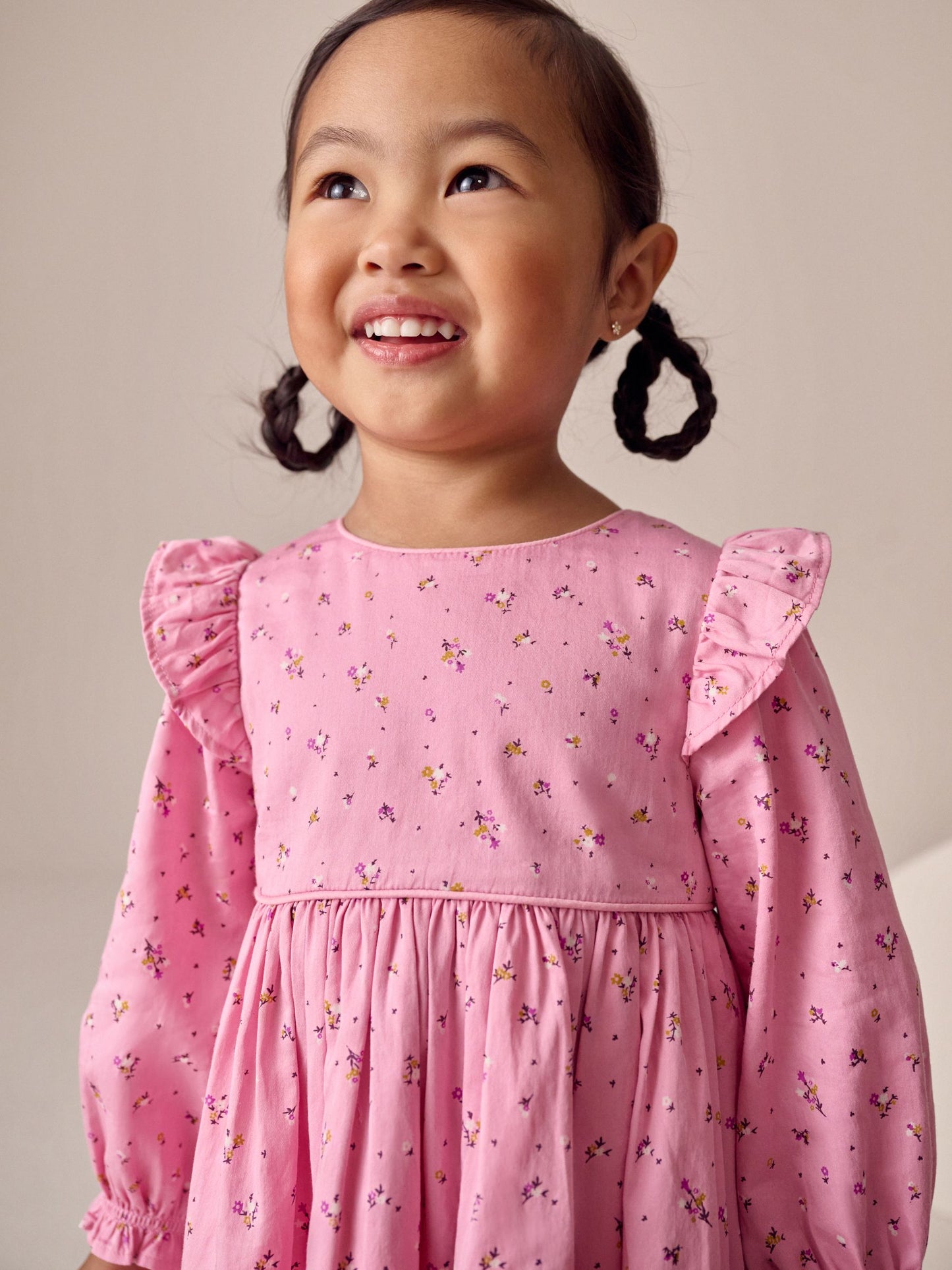 Pink Frill Long Sleeve Dress (3mths-8yrs) image 4
