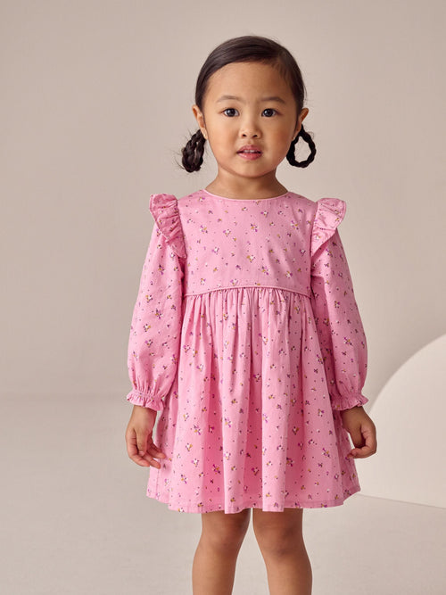 Pink Frill Long Sleeve Dress (3mths-8yrs) image 1