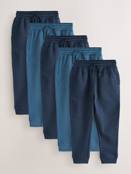Dsiney Kidz - Navy Slim Fit Basic Joggers 5 Pack (3-16yrs) image 1