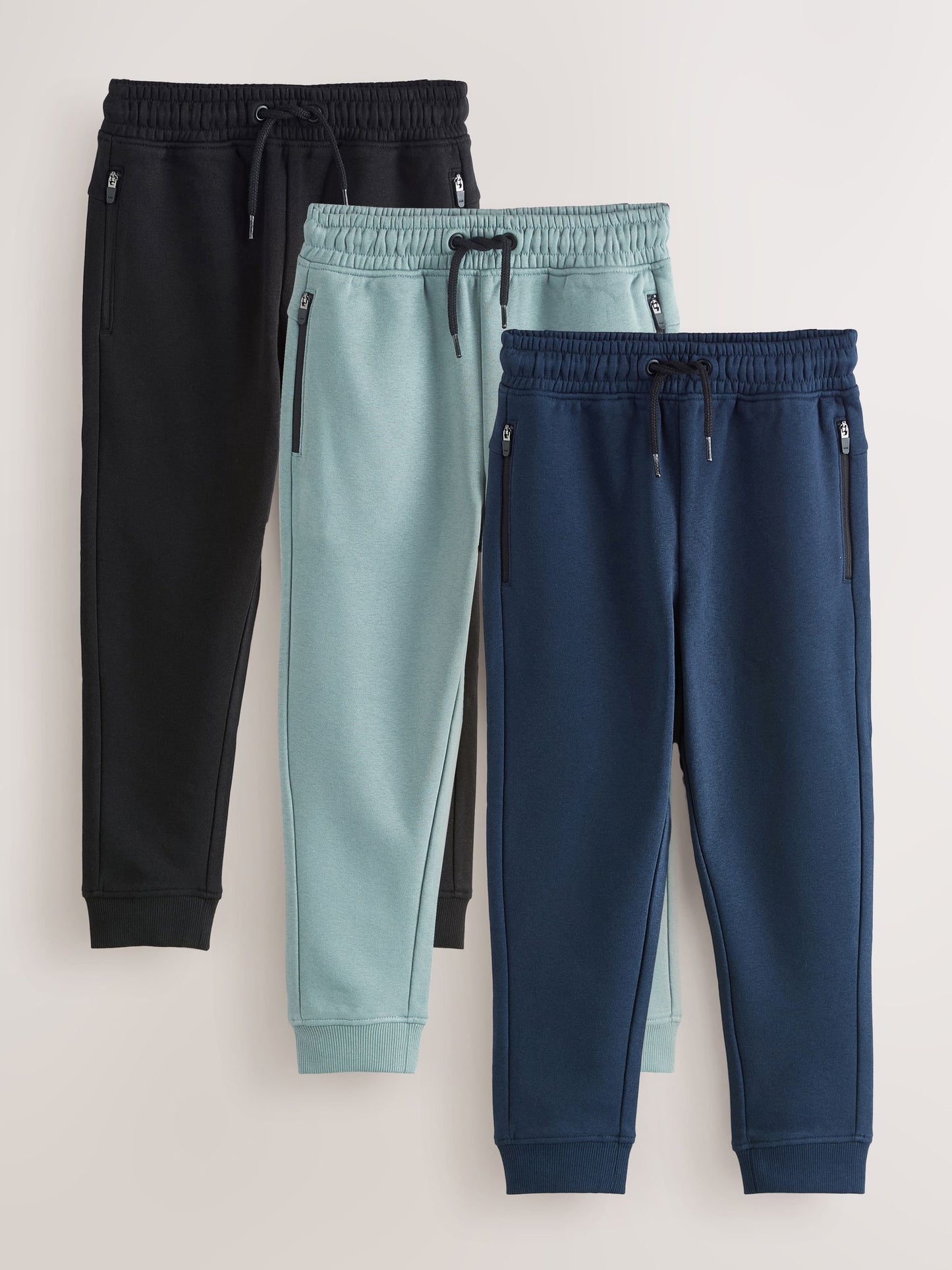 Dsiney Kidz - Multi Black/Navy/Mineral Slim Fit Zip Joggers 3 Pack (3-16yrs) image 1
