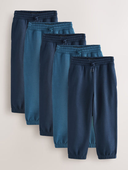 Dsiney Kidz - Navy Regular Fit Basic Joggers 5 Pack (3-16yrs) image 1