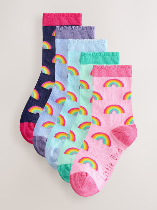 Little Bird by Jools Oliver Multi Rainbow Socks 5 Pack image 1