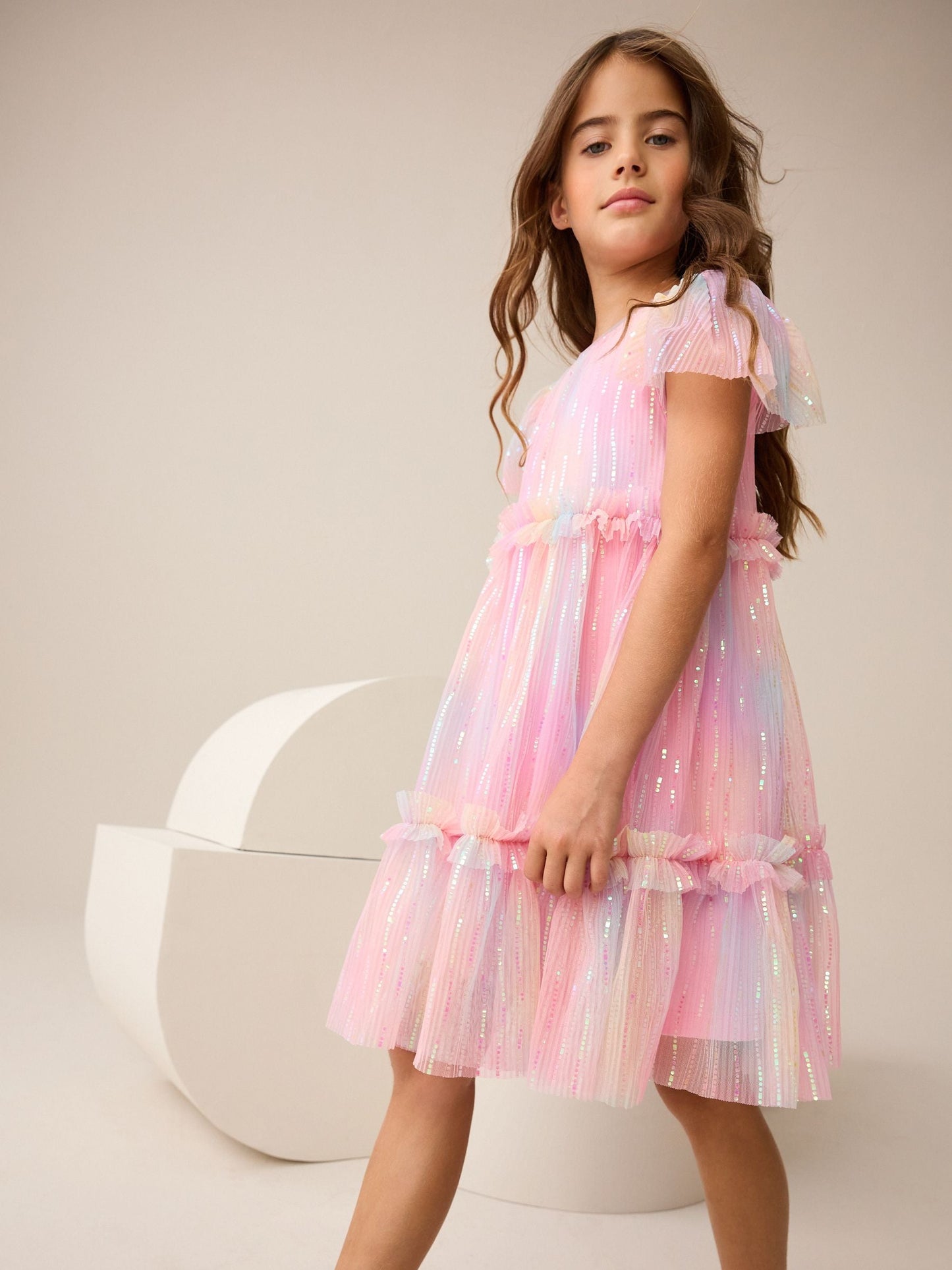 Pink Sparkle Mesh Party Dress (3-16yrs)