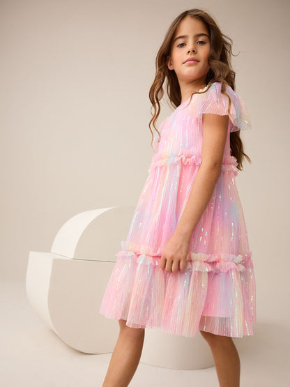 Pink Sparkle Mesh Party Dress (3-16yrs)