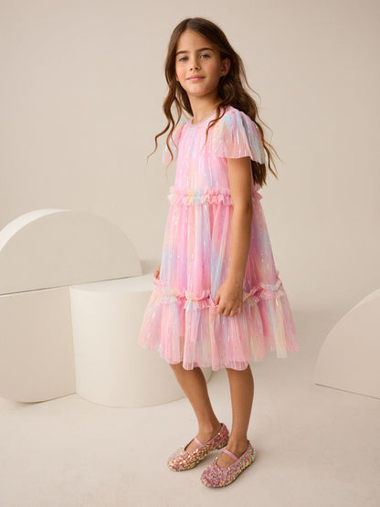 Pink Sparkle Mesh Party Dress (3-16yrs)