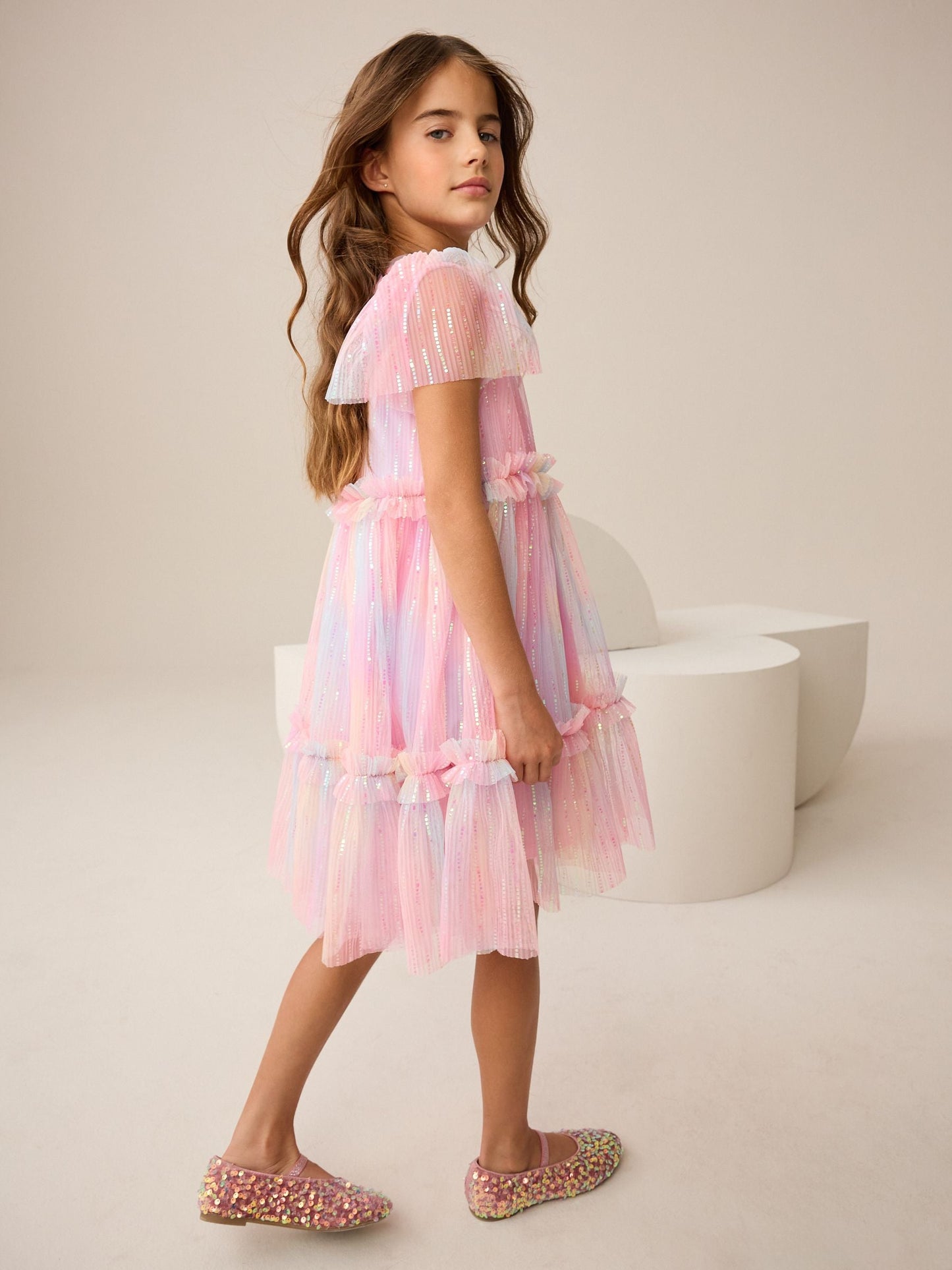 Pink Sparkle Mesh Party Dress (3-16yrs)