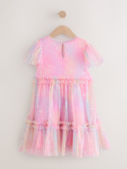 Pink Sparkle Mesh Party Dress (3-16yrs)